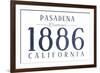 Pasadena, California - Established Date (Blue)-Lantern Press-Framed Art Print