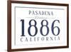 Pasadena, California - Established Date (Blue)-Lantern Press-Framed Art Print