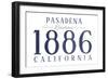 Pasadena, California - Established Date (Blue)-Lantern Press-Framed Art Print