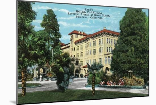 Pasadena, California - Exterior View of Hotel Pasadena-Lantern Press-Mounted Art Print