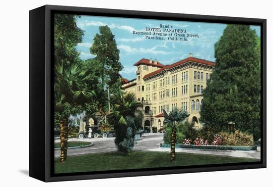 Pasadena, California - Exterior View of Hotel Pasadena-Lantern Press-Framed Stretched Canvas