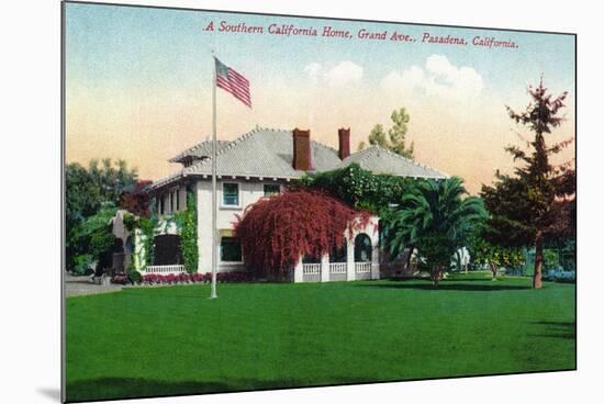 Pasadena, California - Grand Avenue View of a Californian Home-Lantern Press-Mounted Art Print