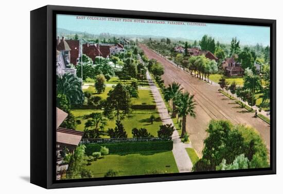 Pasadena, California - Hotel Maryland View Down East Colorado Street-Lantern Press-Framed Stretched Canvas