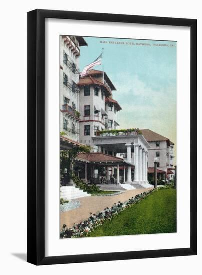 Pasadena, California - Hotel Raymond Main Entrance View-Lantern Press-Framed Art Print