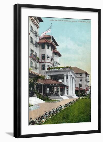 Pasadena, California - Hotel Raymond Main Entrance View-Lantern Press-Framed Art Print