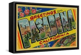 Pasadena, California - Large Letter Scenes-Lantern Press-Framed Stretched Canvas