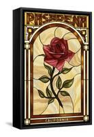 Pasadena, California - Rose Stained Glass-Lantern Press-Framed Stretched Canvas