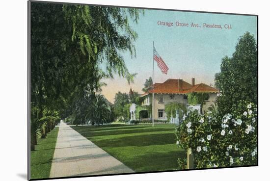 Pasadena, California - Scenic View Down Orange Grove Avenue-Lantern Press-Mounted Art Print