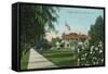 Pasadena, California - Scenic View Down Orange Grove Avenue-Lantern Press-Framed Stretched Canvas