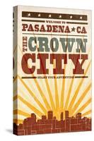 Pasadena, California - Skyline and Sunburst Screenprint Style-Lantern Press-Stretched Canvas