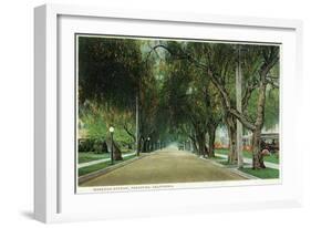 Pasadena, California - View Down Marengo Avenue-Lantern Press-Framed Art Print