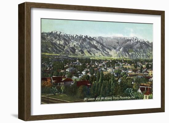 Pasadena, California - View of Mt. Lowe and Mt. Wilson-Lantern Press-Framed Art Print