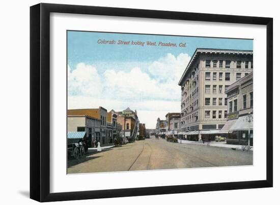 Pasadena, California - Western View Down Colorado Street-Lantern Press-Framed Art Print