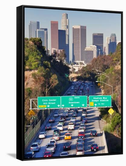 Pasadena Freeway (CA Highway 110) Leading to Downtown Los Angeles, California, USA-Gavin Hellier-Framed Stretched Canvas