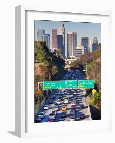 Pasadena Freeway (CA Highway 110) Leading to Downtown Los Angeles, California, USA-Gavin Hellier-Framed Photographic Print