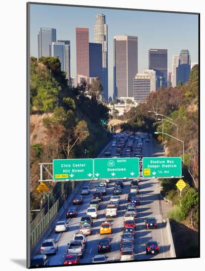 Pasadena Freeway (CA Highway 110) Leading to Downtown Los Angeles, California, USA-Gavin Hellier-Mounted Photographic Print