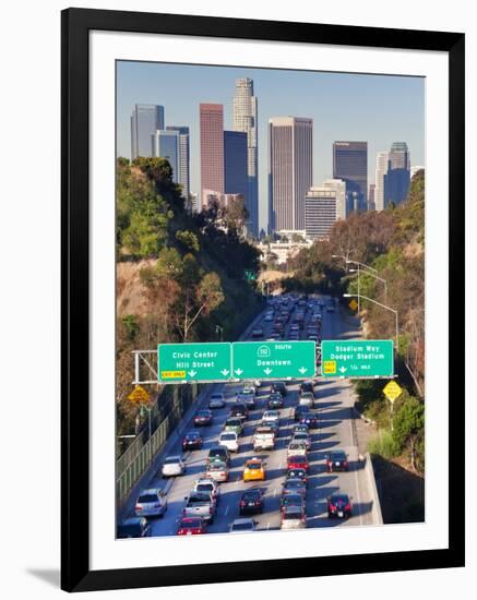 Pasadena Freeway (CA Highway 110) Leading to Downtown Los Angeles, California, USA-Gavin Hellier-Framed Photographic Print