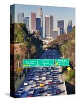 Pasadena Freeway (CA Highway 110) Leading to Downtown Los Angeles, California, USA-Gavin Hellier-Stretched Canvas