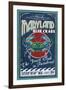 Pasadena, Maryland - Blue Crabs Vintage Sign-Lantern Press-Framed Art Print