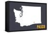 Pasco, Washington - Home State - White on Gray-Lantern Press-Framed Stretched Canvas