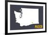 Pasco, Washington - Home State - White on Gray-Lantern Press-Framed Premium Giclee Print