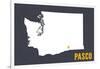 Pasco, Washington - Home State - White on Gray-Lantern Press-Framed Art Print