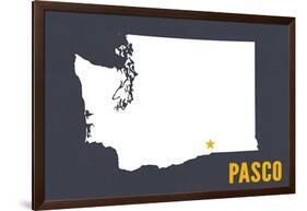 Pasco, Washington - Home State - White on Gray-Lantern Press-Framed Art Print