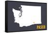 Pasco, Washington - Home State - White on Gray-Lantern Press-Framed Stretched Canvas