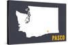 Pasco, Washington - Home State - White on Gray-Lantern Press-Stretched Canvas