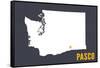 Pasco, Washington - Home State - White on Gray-Lantern Press-Framed Stretched Canvas