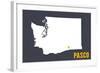 Pasco, Washington - Home State - White on Gray-Lantern Press-Framed Art Print
