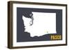 Pasco, Washington - Home State - White on Gray-Lantern Press-Framed Art Print