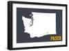 Pasco, Washington - Home State - White on Gray-Lantern Press-Framed Art Print