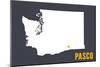 Pasco, Washington - Home State - White on Gray-Lantern Press-Mounted Art Print