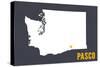 Pasco, Washington - Home State - White on Gray-Lantern Press-Stretched Canvas