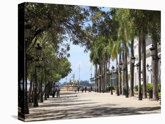 Paseo de La Princesa (Walkway of Princess), Old San Juan, San Juan, Puerto Rico, West Indies, USA-Wendy Connett-Stretched Canvas