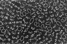 Chemistry Formulas on Black Chalkboard-pashabo-Art Print
