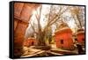 Pashupati Temple tombs, Kathmandu, Nepal, Asia-Laura Grier-Framed Stretched Canvas