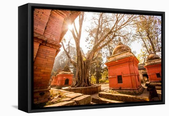 Pashupati Temple tombs, Kathmandu, Nepal, Asia-Laura Grier-Framed Stretched Canvas