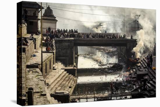 Pashupatinath Cremation Ghats Alongside the Bagmati River-Andrew Taylor-Stretched Canvas