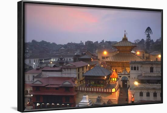 Pashupatinath Temple at Dusk, UNESCO World Heritage Site, Kathmandu, Nepal, Asia-Ian Trower-Framed Photographic Print