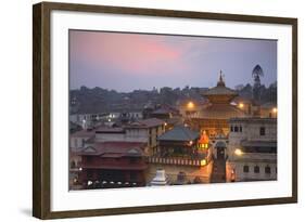 Pashupatinath Temple at Dusk, UNESCO World Heritage Site, Kathmandu, Nepal, Asia-Ian Trower-Framed Photographic Print