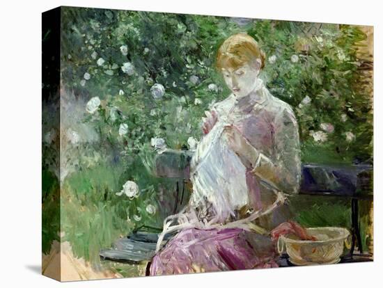 Pasie Sewing in Bougival's Garden, 1881-Berthe Morisot-Stretched Canvas