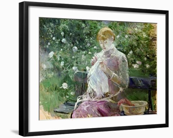 Pasie Sewing in Bougival's Garden, 1881-Berthe Morisot-Framed Giclee Print