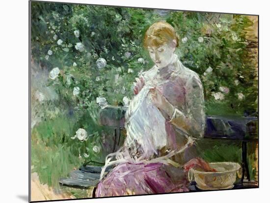 Pasie Sewing in Bougival's Garden, 1881-Berthe Morisot-Mounted Giclee Print