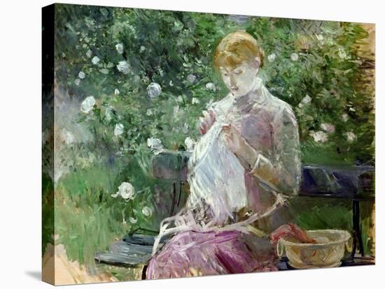 Pasie Sewing in Bougival's Garden, 1881-Berthe Morisot-Stretched Canvas