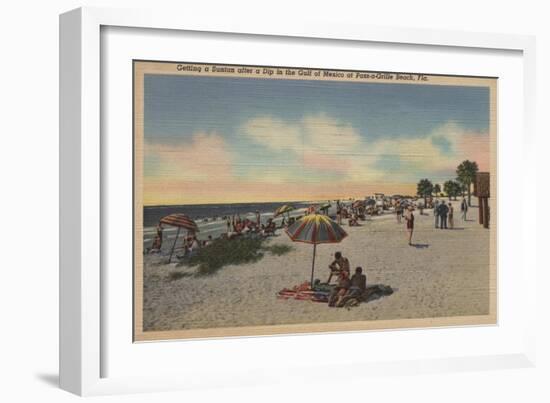 Pass-a-Grille Beach, Florida - Sunbathers on Beach-Lantern Press-Framed Art Print