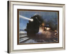 Pass in the Night, the Twentieth Century Limited of the New York Central Lines Poster-W.H. Foster-Framed Giclee Print