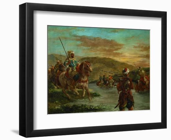 Passage d'un gue au Maroc-Fording a river in Morocco. Canvas, 60 x 75 cm, 1858 R. F.1987.-Eugene Delacroix-Framed Giclee Print