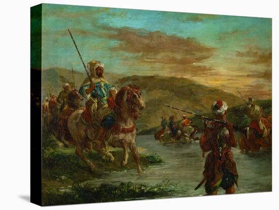 Passage d'un gue au Maroc-Fording a river in Morocco. Canvas, 60 x 75 cm, 1858 R. F.1987.-Eugene Delacroix-Stretched Canvas